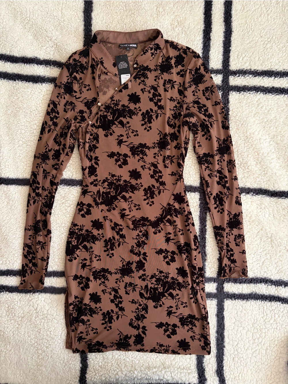 Raelynn Mesh Mini Dress - Brown/combo